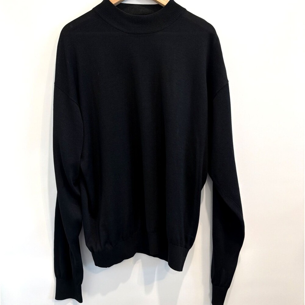 Vtg Baracuta Knit Sweater Silk Blend Mock Neck Mens XXL Black Pullover Classic - Picture 2 of 11